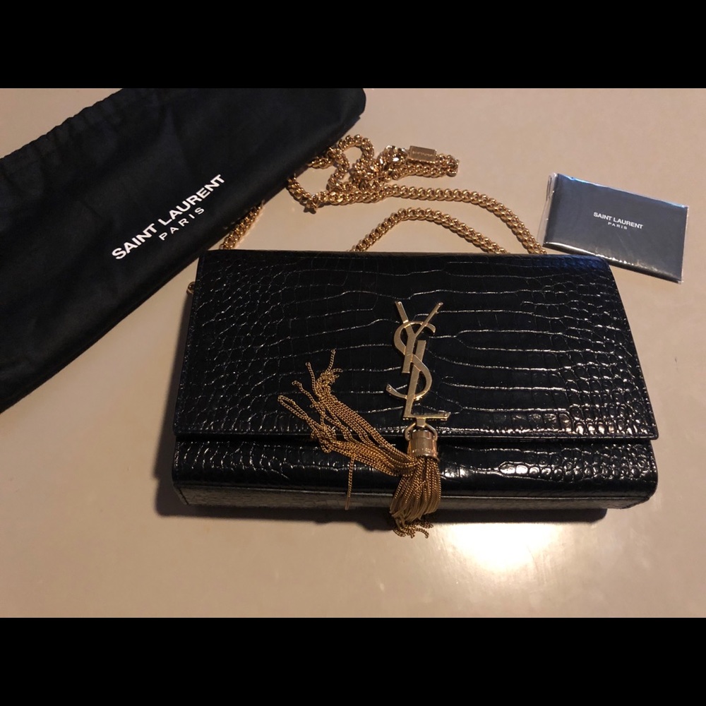 YSL croc embossed tassel handbag!  *used once!